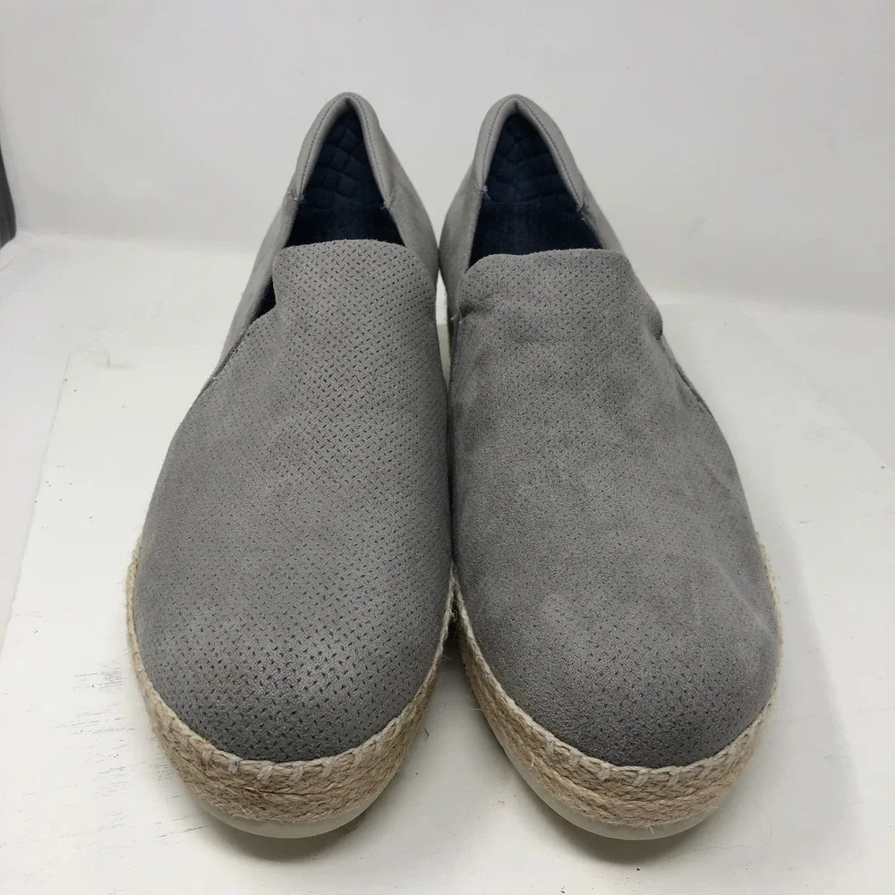 Dr. Scholls Frankley Wedge Sneaker Womens 9.5 Grey Perforated Espadrille Slip On